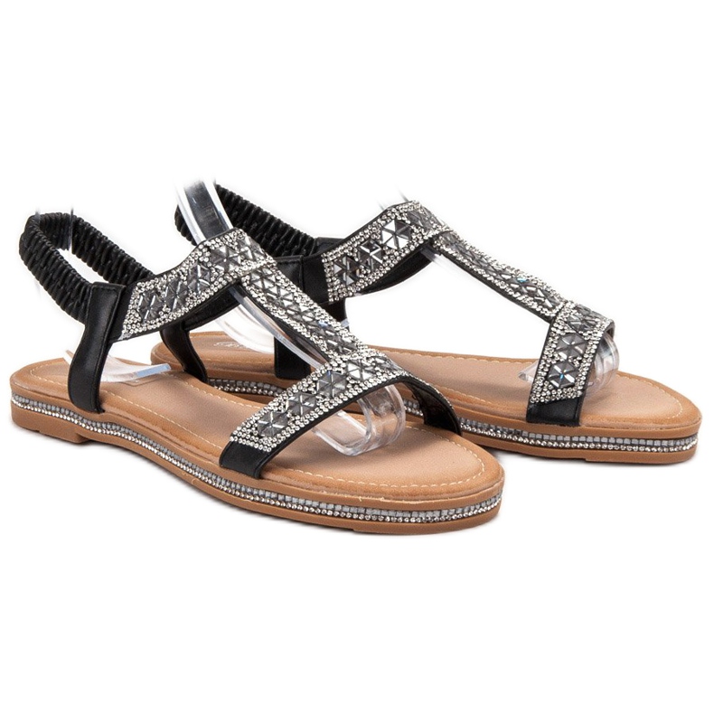 Bello Star Dekorerede sorte sandaler 1
