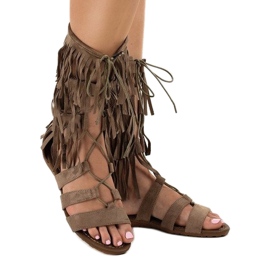 Taupe flade gladiator sandaler D-41 beige 1