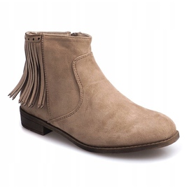 Boho-stil ruskindstøvler 8355 Beige 1