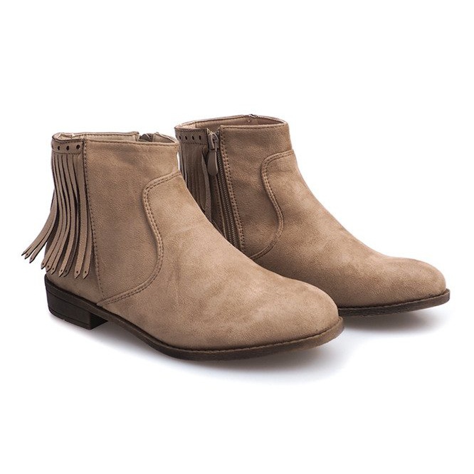 Boho-stil ruskindstøvler 8355 Beige 2