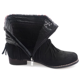 Warm Booties Boho Fringes 7303-1 Sort 1