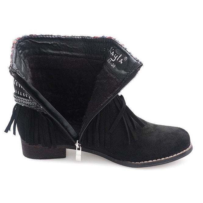 Warm Booties Boho Fringes 7303-1 Sort 1