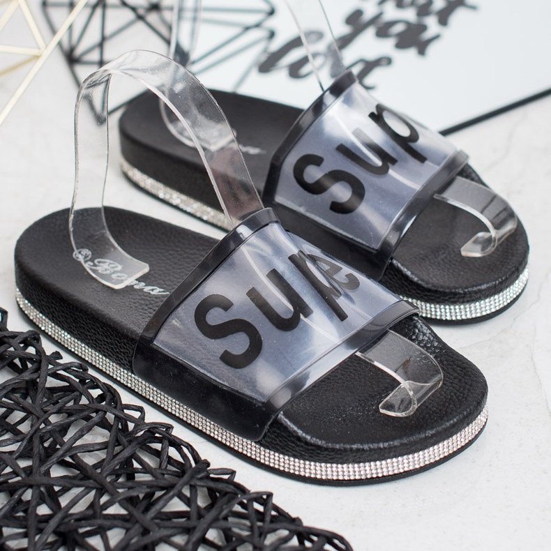 Bona Gennemsigtige flip-flops sort 1
