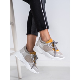 SHELOVET Moderigtige sneakers grå gul 2