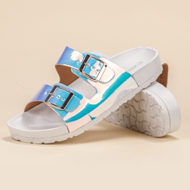 Ideal Shoes Hjemmesko til spænder i Holo grå 1