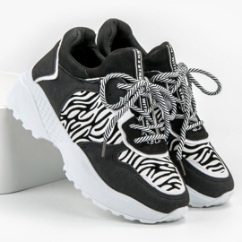 SHELOVET Moderigtige Zebra Print Sneakers hvid sort 5