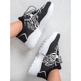 SHELOVET Moderigtige Zebra Print Sneakers hvid sort 2
