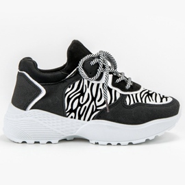 SHELOVET Moderigtige Zebra Print Sneakers hvid sort 3