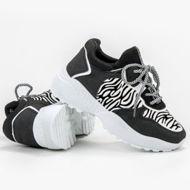SHELOVET Moderigtige Zebra Print Sneakers hvid sort 4