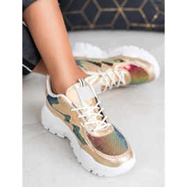 SHELOVET Gyldne sneakers med pailletter gylden 2