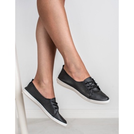 SHELOVET Eco læder sneakers sort 1