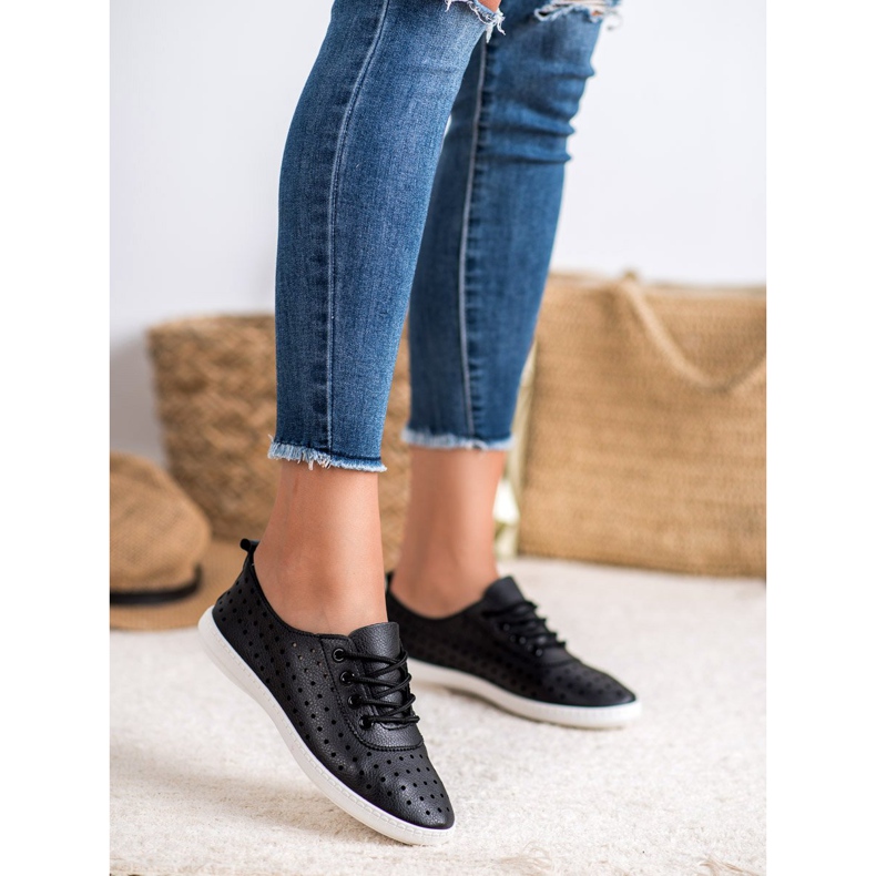 SHELOVET Openwork kvinders sneakers sort 2