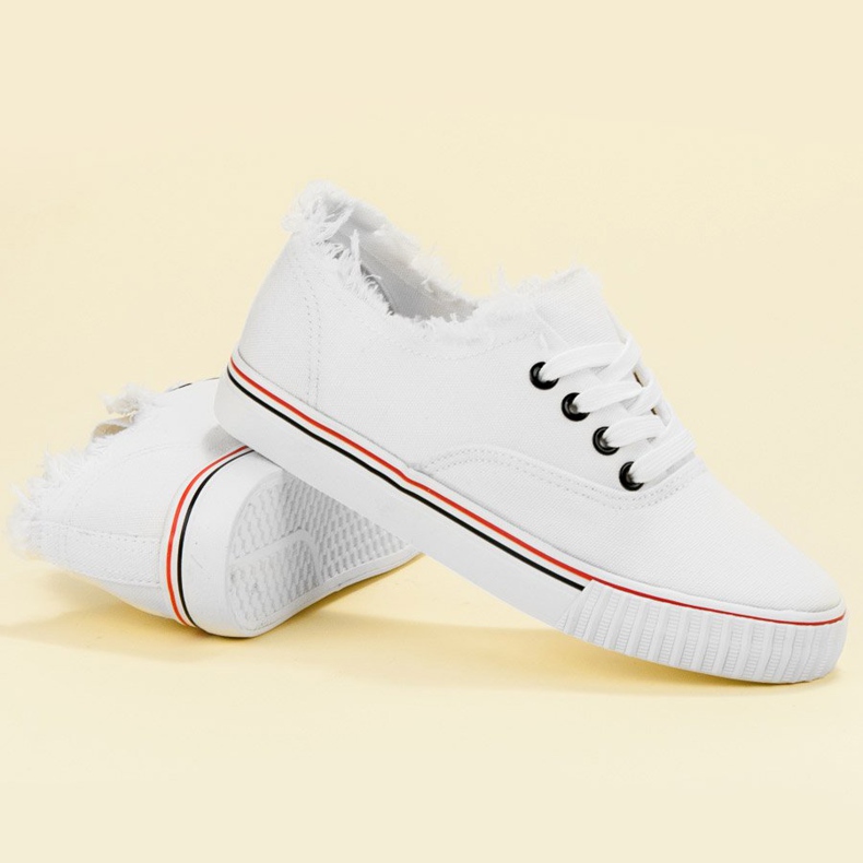 SHELOVET Hvide tekstil sneakers 1