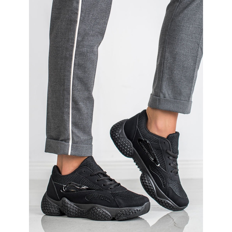 SHELOVET Kvinders sorte sneakers 1