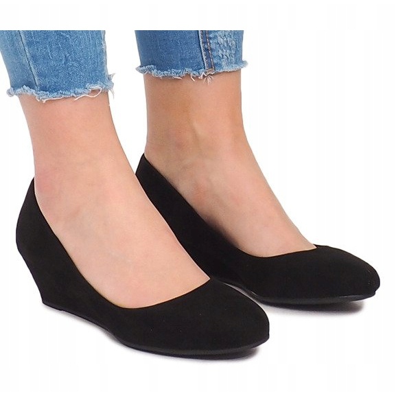 Suede Wedge Pumps MB188-48 Sort 2