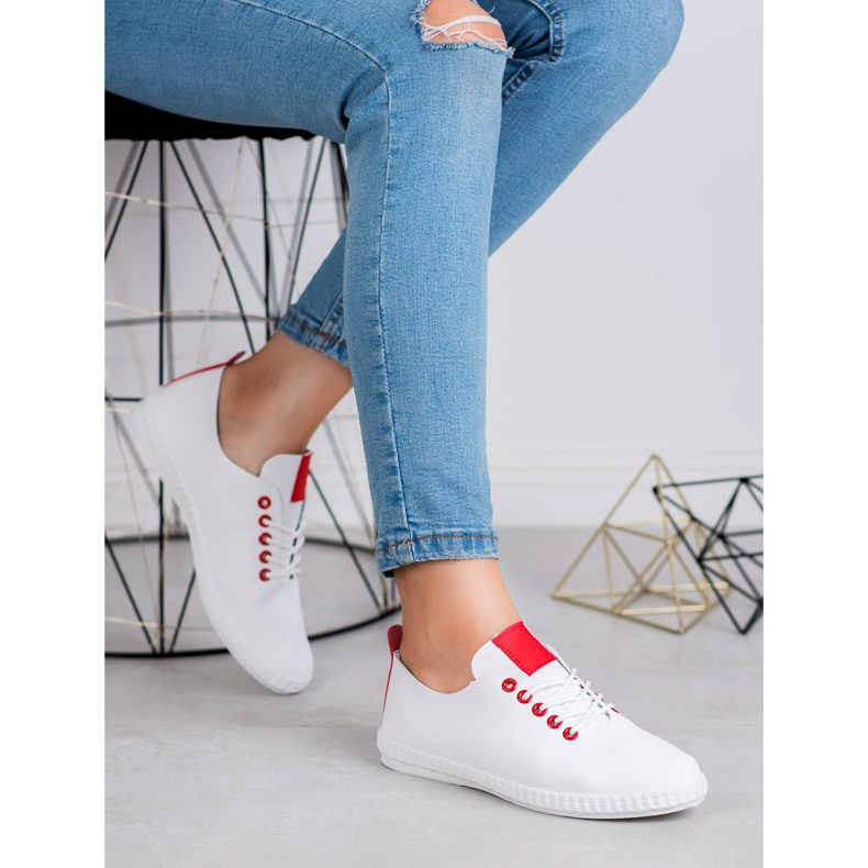 Jumex Eco læder sneakers hvid rød 1