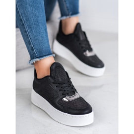 Ideal Shoes Sneakers med glitter sort 1
