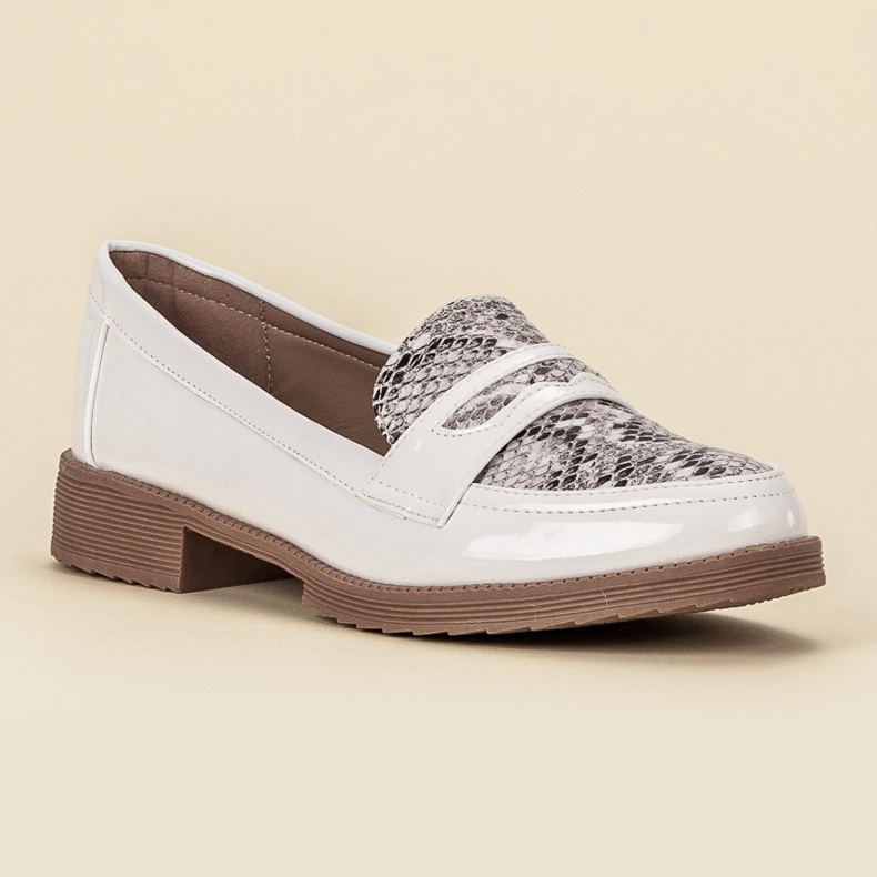 Bestelle Lakerede loafers hvid brun 1