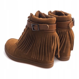 Suede Sneakers Boho Fringe 2030 Camel brun 1