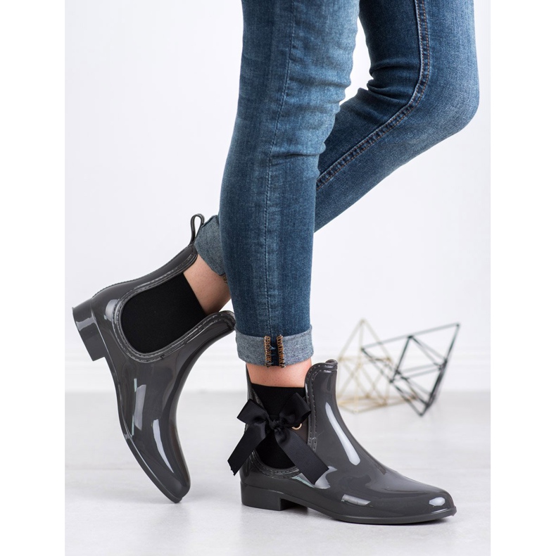 Kayla Galoshes Med En Sløjfe sort grå 2
