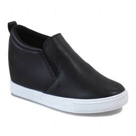 Sorte sneakers på kilen DD384-4 1