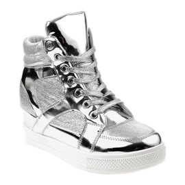 Sølvlakerede openwork sneakers L641-3 grå 1