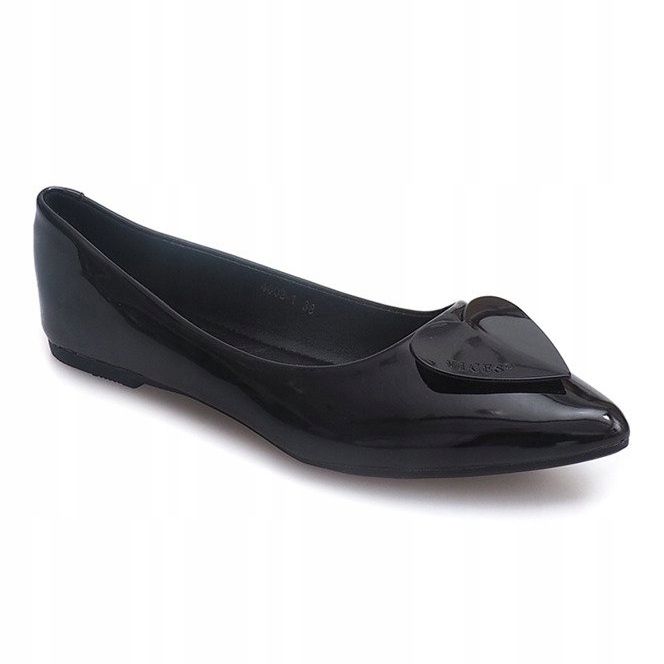 Lakeret ballerinaer med hjerter 4003 sort 1