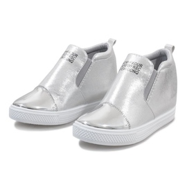 Sølv openwork sneakers på kilen DD392-2 grå 1