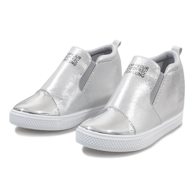 Sølv openwork sneakers på kilen DD392-2 grå 1