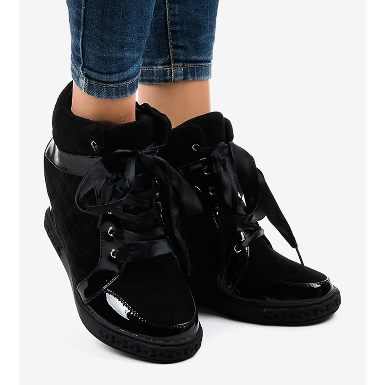 Moderigtige sorte kile sneakers KLS-109-3 2