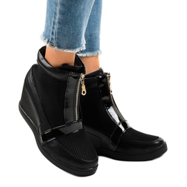 Sorte kile sneakers med lynlås 2666-10 2