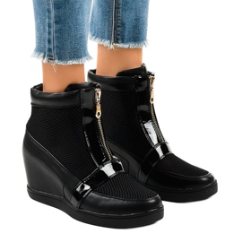 Sorte kile sneakers med lynlås 2666-10 1