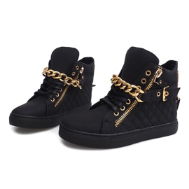 Højtop quiltede sneakers R-35 sort 1