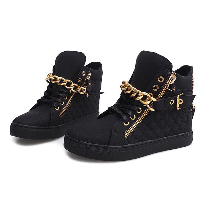 Højtop quiltede sneakers R-35 sort 1