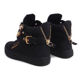 Højtop quiltede sneakers R-35 sort 2