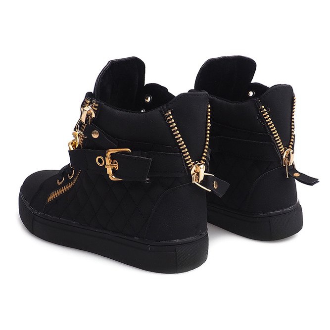 Højtop quiltede sneakers R-35 sort 2
