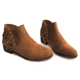 Openwork Boho støvler Fringe 3576 Camel brun 1