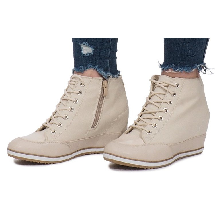 Beige Wedge Sneakers Capucine Materiale 2
