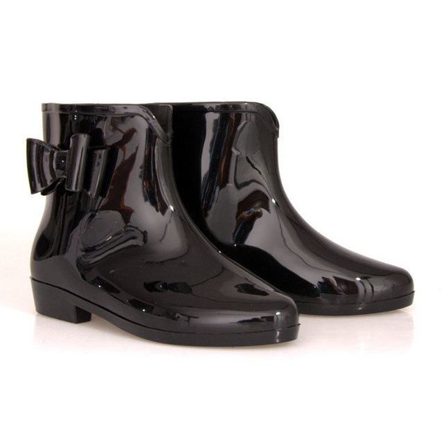 Short Galoshes With Bow SD97 Black sort 2