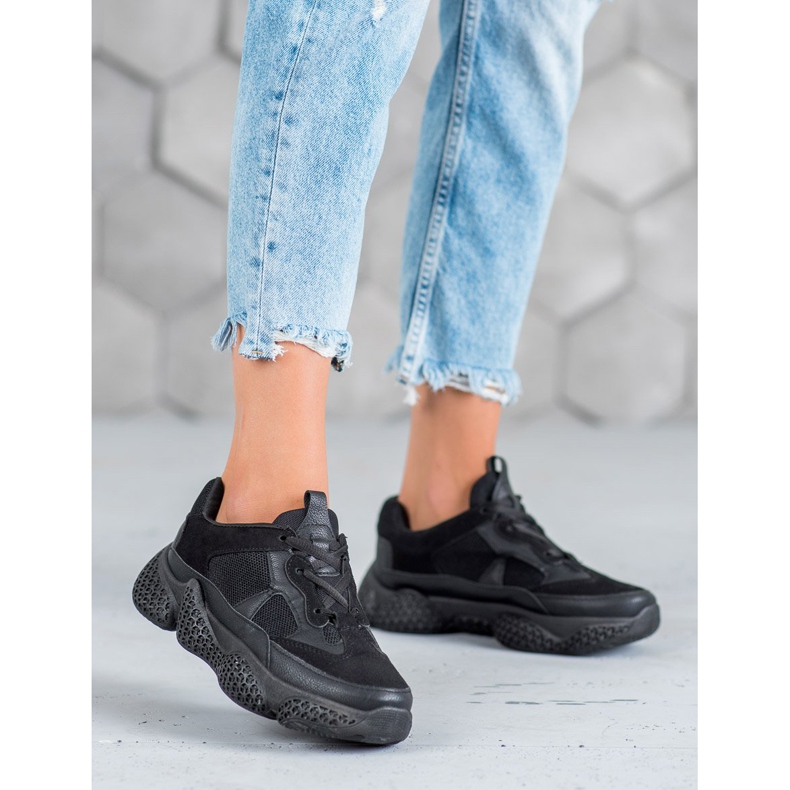 SHELOVET Kvinders sorte sneakers 1