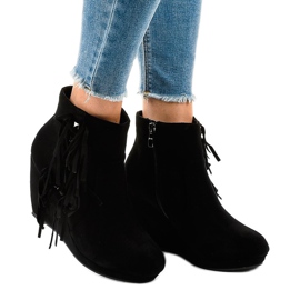 Sort støvletter ankelstøvler boho LBS2586 2