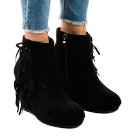 Sort støvletter ankelstøvler boho LBS2586 1