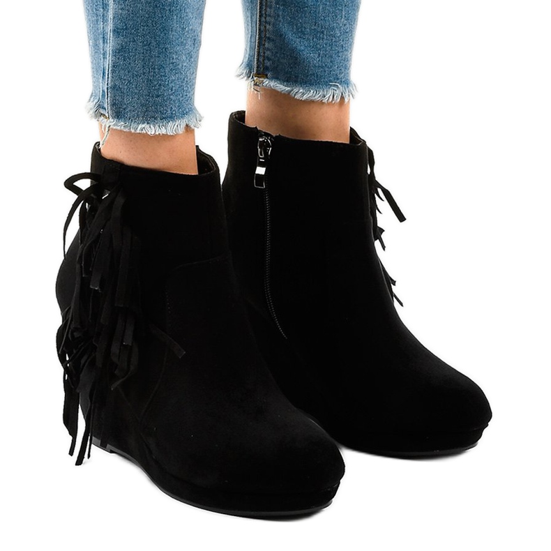 Sort støvletter ankelstøvler boho LBS2586 1