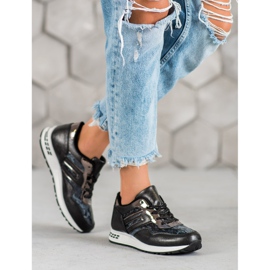 SHELOVET Snake print sneakers sort 2