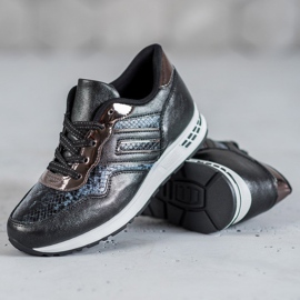 SHELOVET Snake print sneakers sort 1