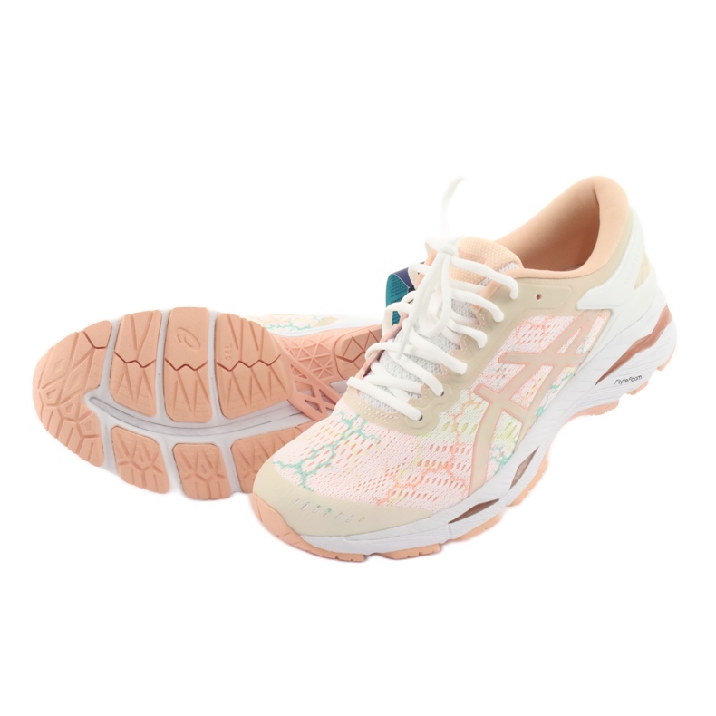 Løbesko Asics gel Kayano 24 Lite Show W T8A9N-0101 hvid brun orange grøn 4