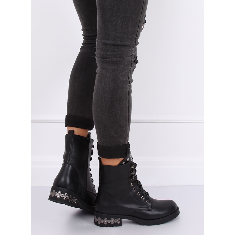 Sorte støvler med studs KL-599 Sort 2