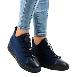 Marineblå, isolerede høje sneakers med en kile XY-35 1