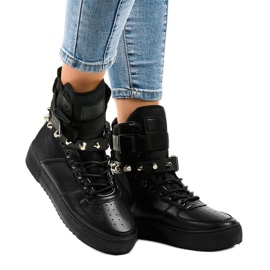 Sorte flade sneakers Y-205 1
