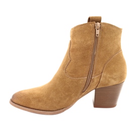 Anabelle 1466 light Camel ruskind cowboystøvler brun flerfarvet gul 2